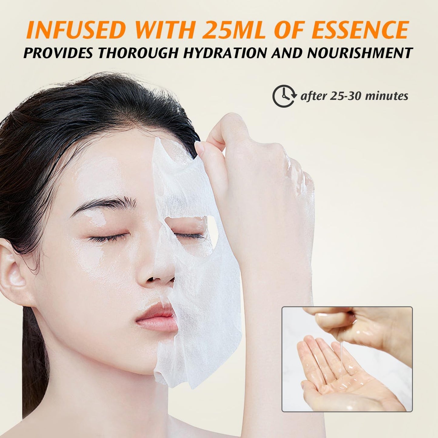 Firming Face Sheet Masks with Hyaluronic Acid and Peptides, anti Wrinkle, Moisturising & Hydrating Face Mask, Set of 10, Sheet Face Mask Skincare