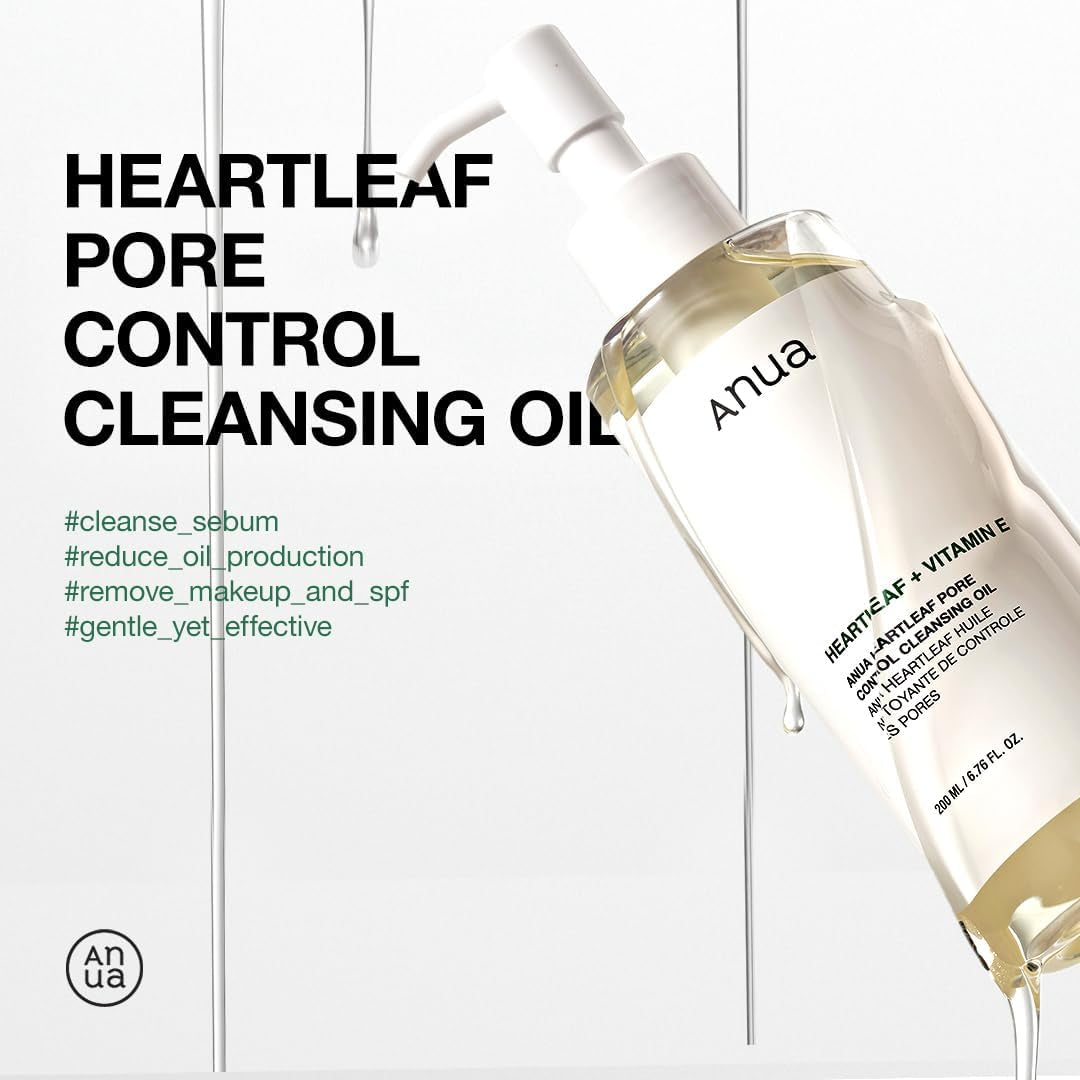 Heartleaf Pore Control Cleansing Oil, Oil Cleanser for Face, Makeup Blackhead Remover, Korean Skin Care, Original, 200Ml/6.76 Fl Oz