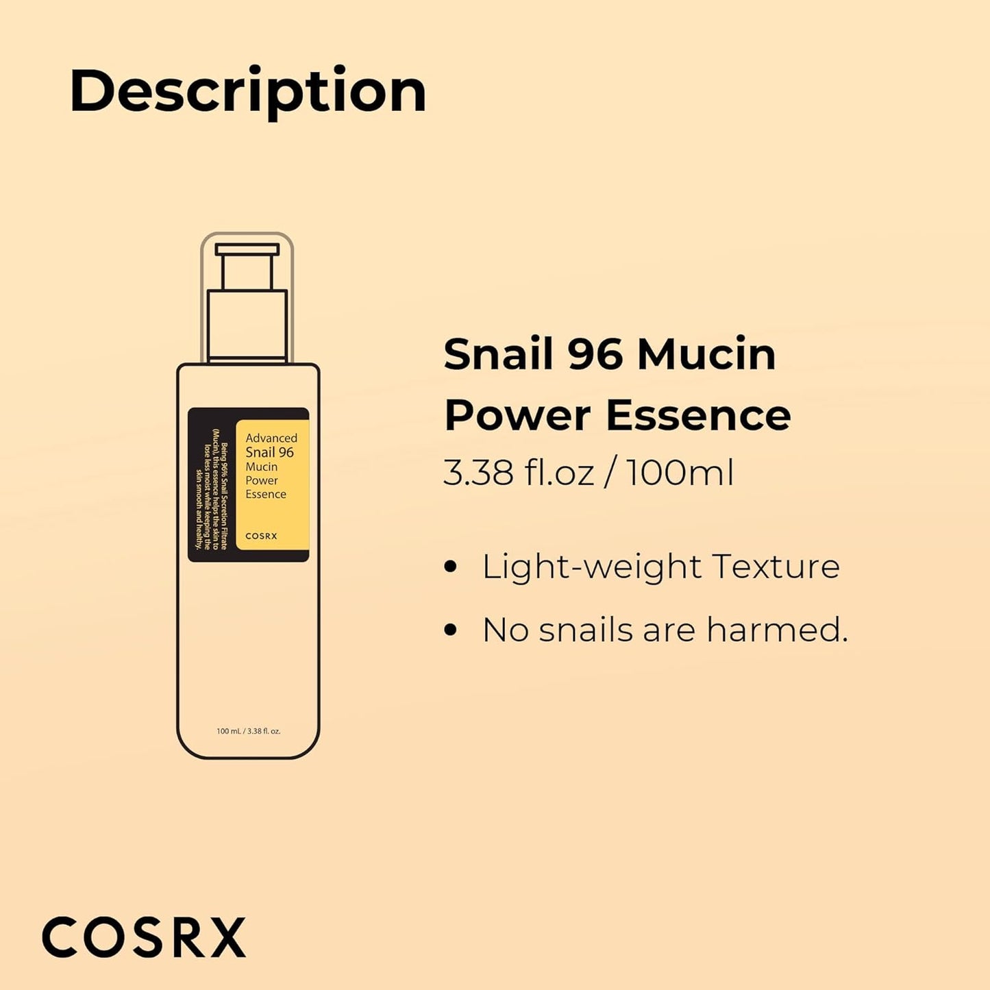 Advanced Snail 96 Mucin Power Essence, Korean Snail Mucin Serum & Face Moisturiser for Deep Hydration, Skin Repair & Radiant Complexion with 96% Snail Secretion Filtrate, Korean Skincare 100Ml