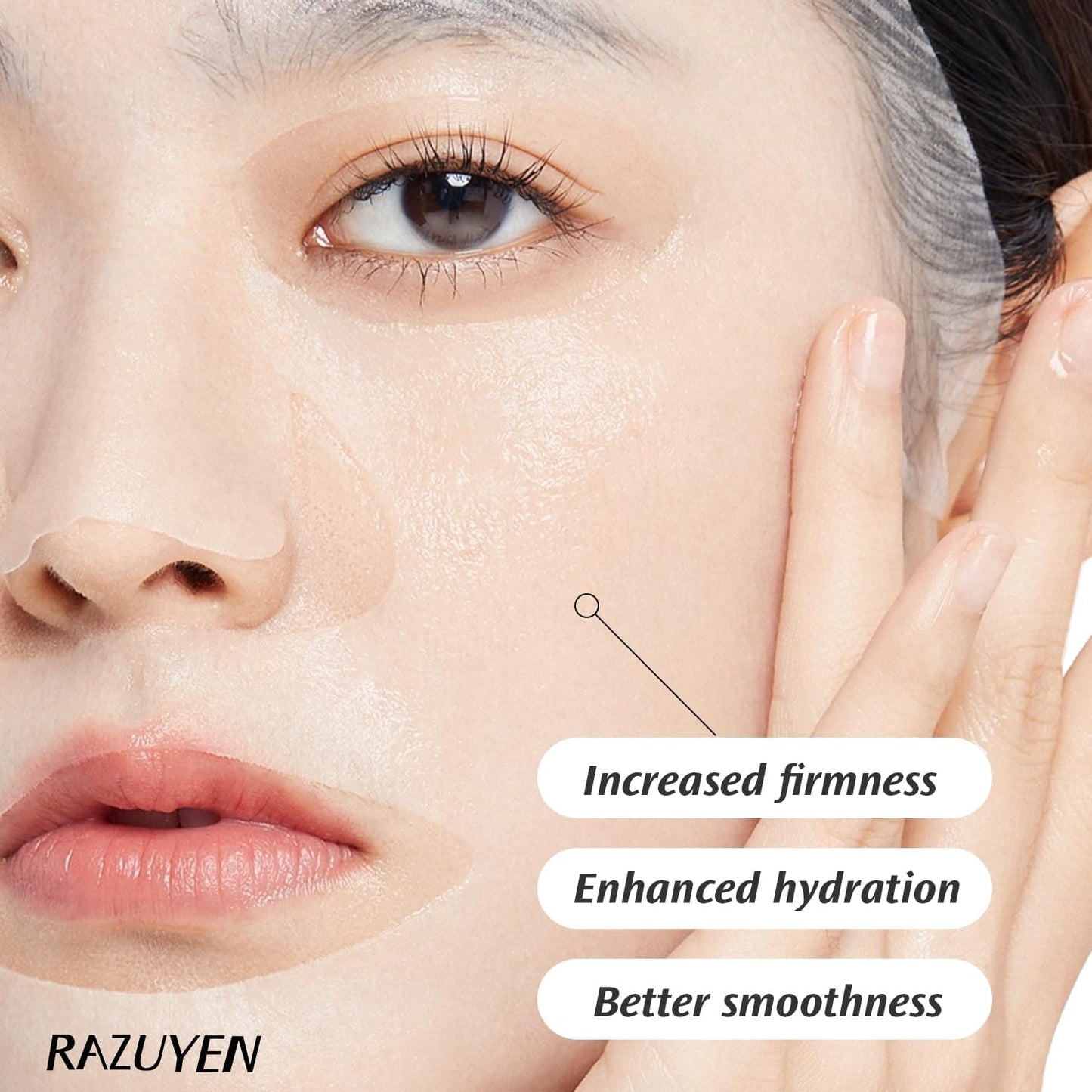 Firming Face Sheet Masks with Hyaluronic Acid and Peptides, anti Wrinkle, Moisturising & Hydrating Face Mask, Set of 10, Sheet Face Mask Skincare
