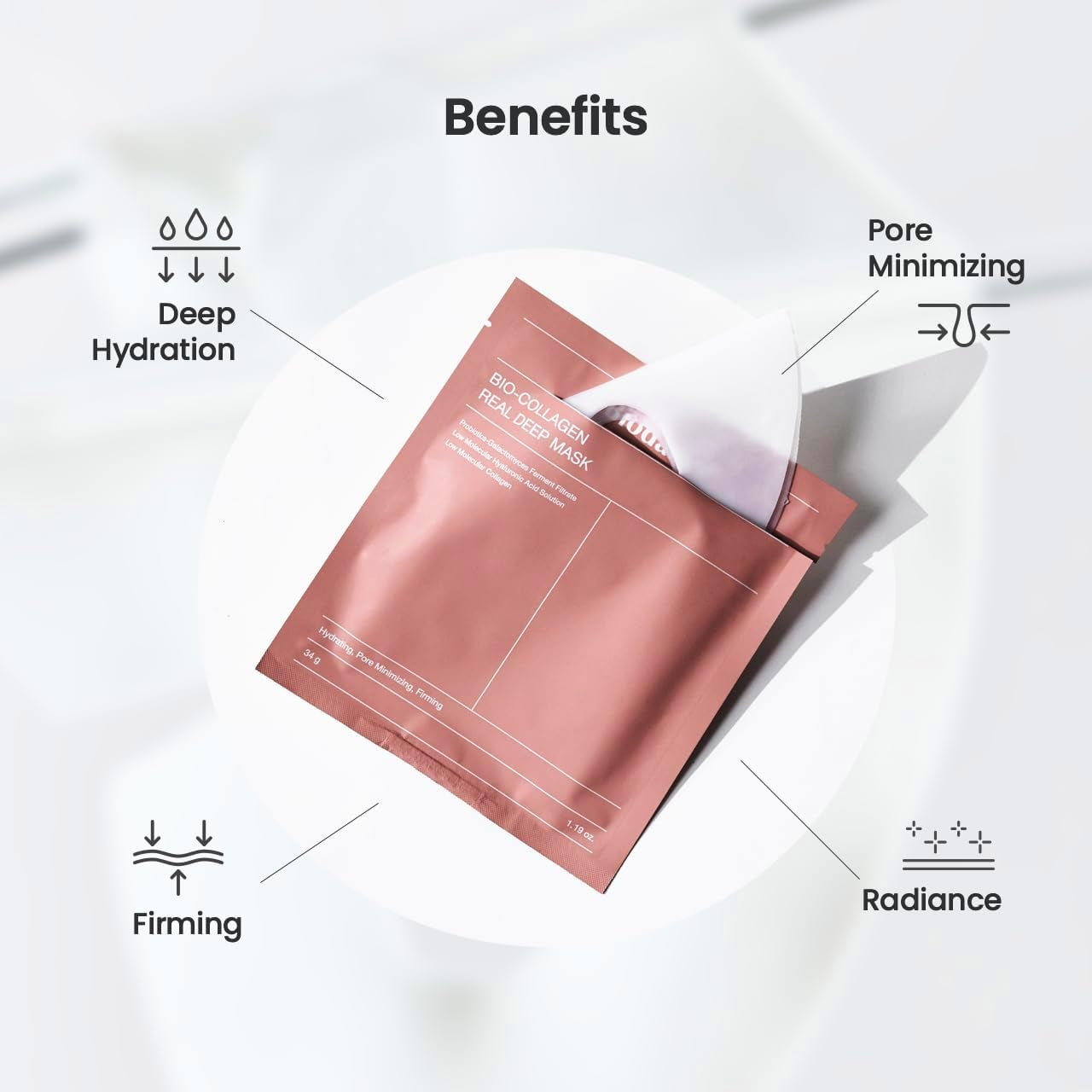Real Deep Mask, Hydrating Overnight Hydrogel Mask, Pore Minimizing, Elasticity Improvement, 34G X4Ea