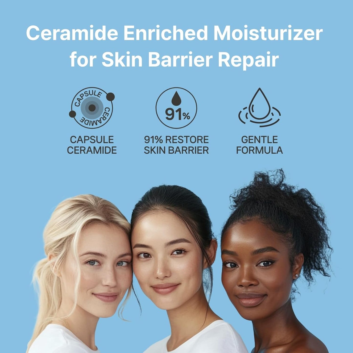 Ceramide Ato Concentrate Cream (200Ml, 6.76 Fl Oz) | Moisturizer for Dry&Sensitive Skin, 100Hr Hydration, Restoring Skin Barrier | Gentle for Infants and Adults | Vegan | Fragrance Free