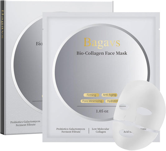 Bio Collagen Face Mask Overnight Hydrating Mask for Skin Care, Pore Minimizing, Anti-Aging, Pack of 4