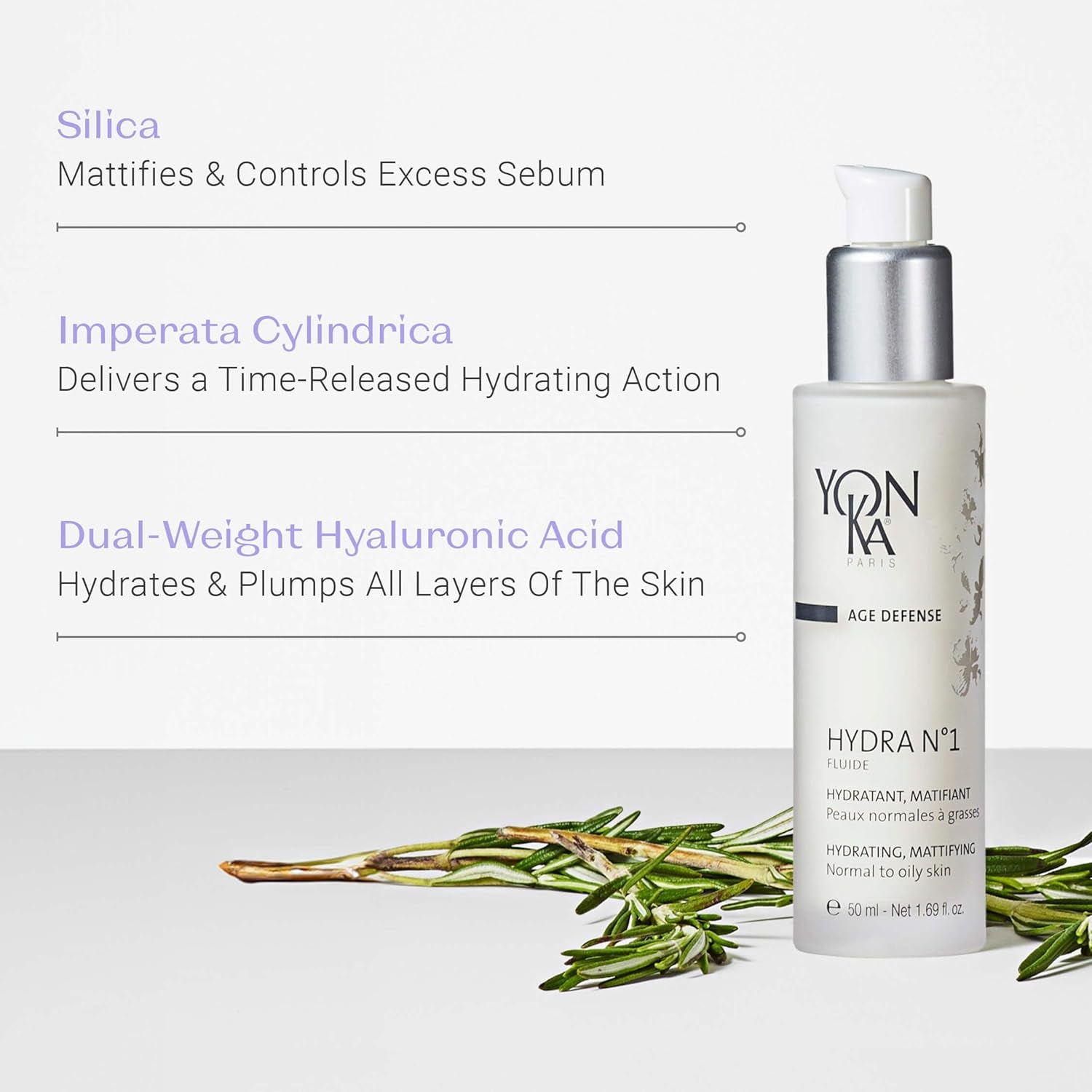 Hydra N°1  Hydrating Mattifying Fluid for Normal to Oily Dehydrated Skin 50Ml | Long-Lasting Deep Hydration without Any Shine | Matte Effect | Dermatologically Proven Results ! Natural Origin