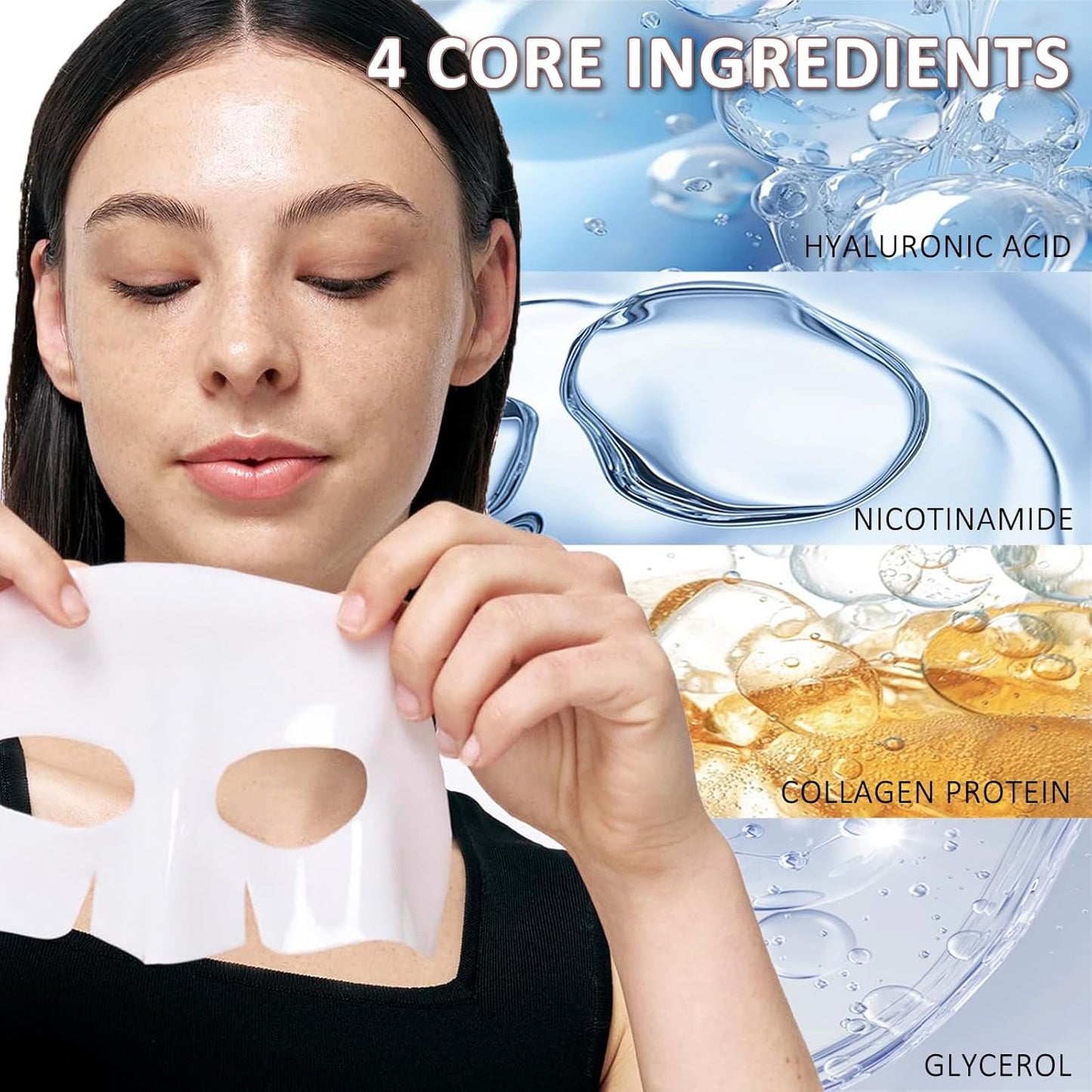 Collagen Face Mask, Overnight Face Mask Set - Korean Skincare Collagen Mask Sheet Mask - Fights Wrinkles, Glow & Rejuvenating Skin Face Masks Skincare anti Aging Face Mask (4)