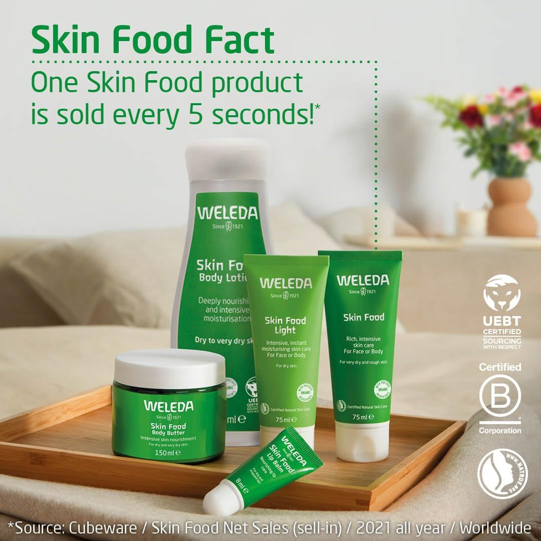 Skin Food, Dry Skin Moisturiser, Moisturising Cream & Primer, Face & Body, for Men & Women, Multiple Uses, 100% Certified Natural, Organic, 75Ml