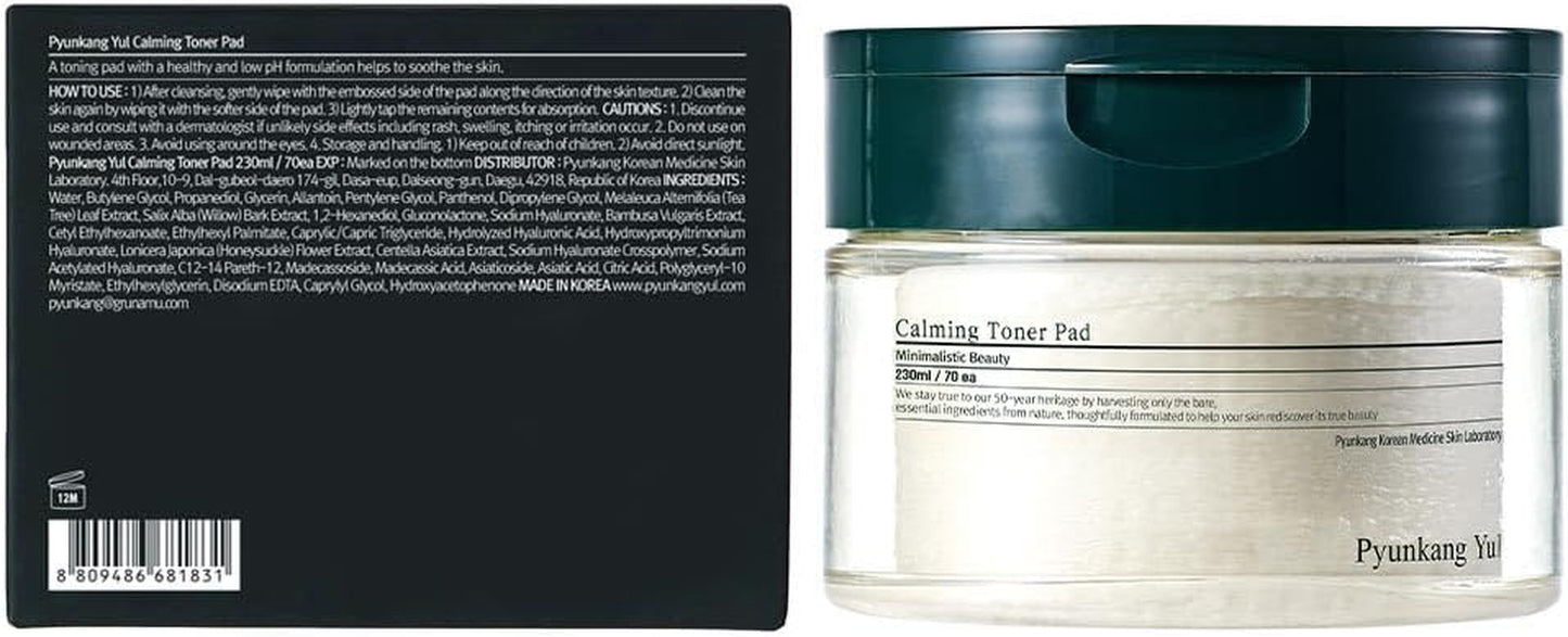 [PKY]  Calming Toner Pad - Double-Sided Pads for Acne-Prone & Sensitive Skin, Tea Tree & 5 Hyaluronic Acids, Exfoliates & Hydrates, Large Size, Korean Skincare 70 Pcs