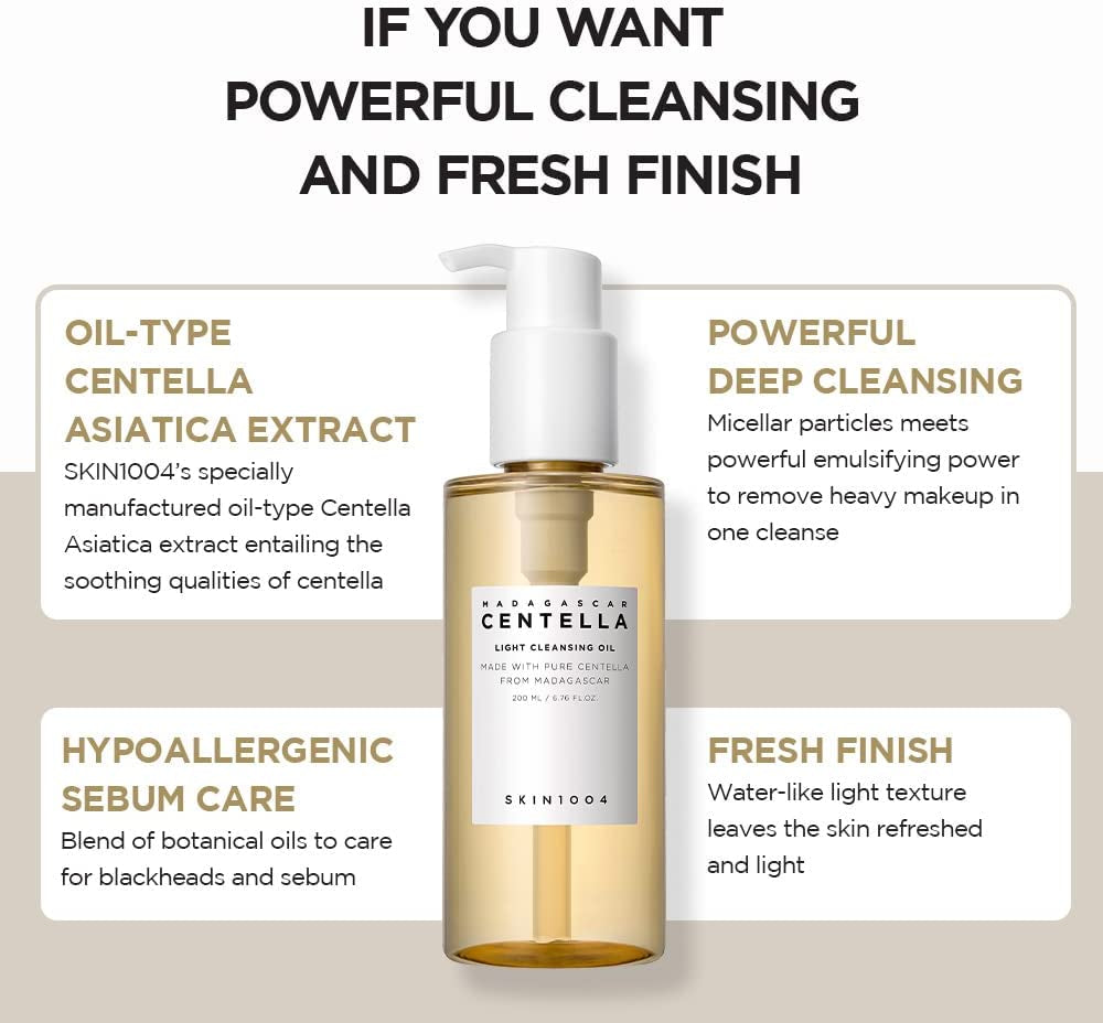 Madagascar Centella Light Cleansing Oil (6.76 Fluid Ounce) Pure and Light Oil with Fresh Cleansing Effect, Micellar Cleansing Hypoallergenic Use