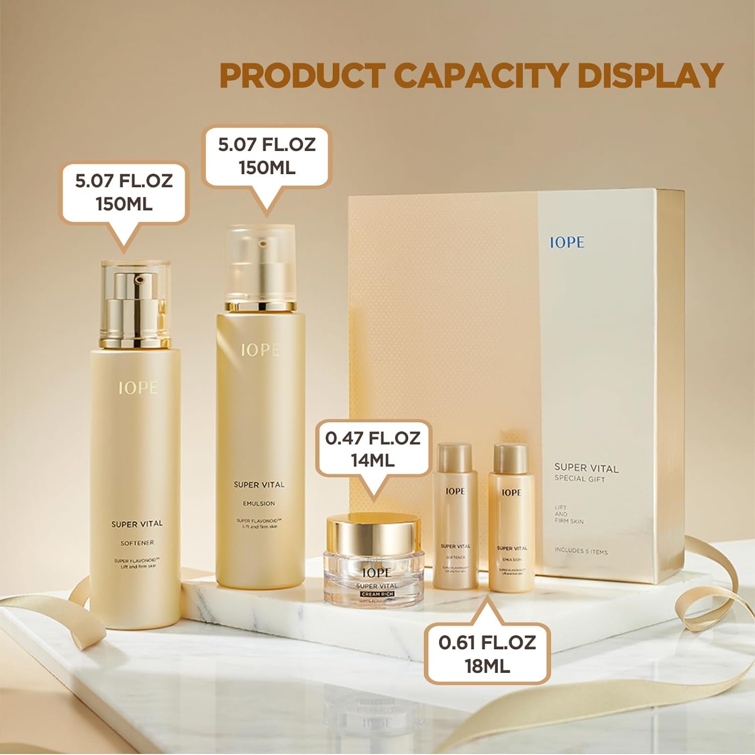 Super Vital Skin Care Set - Luxury Korean Skincare Gift Set for anti Aging, Including Face Toner, Lotion and Moisturizer for Wrinkle Care - Facial Care Kit for All Skin, for Hydration & Lifting