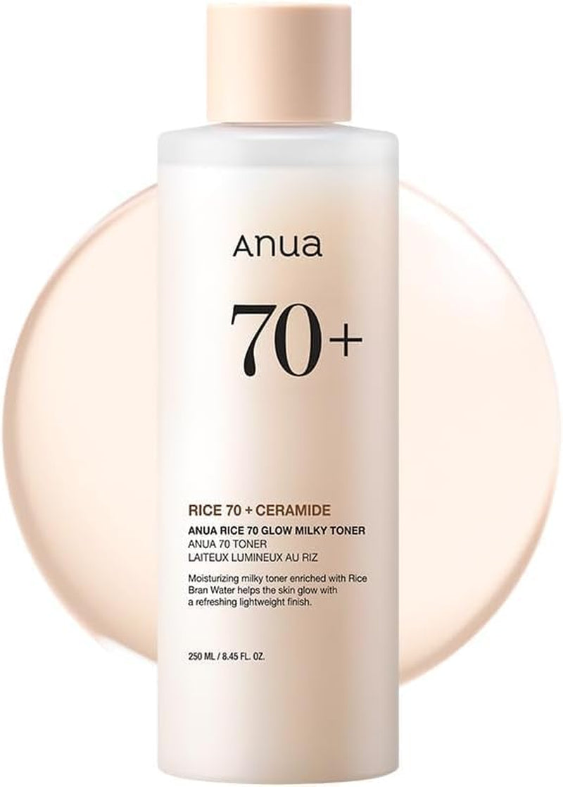 Rice 70 Glow Milky Toner, for Glass Skin, Rice Water, Niacinamide, Ceramides, Panthenol, Non Comedogenic, Fungal Acne Safe, Korean Skin Care, 250Ml/8.45Fl.Oz.