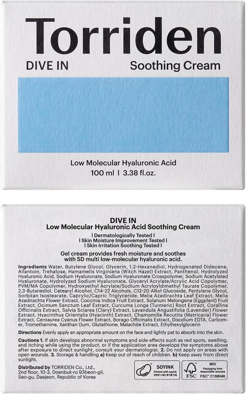 [] Dive-In Low Molecular Hyaluronic Acid Soothing Cream 100Ml
