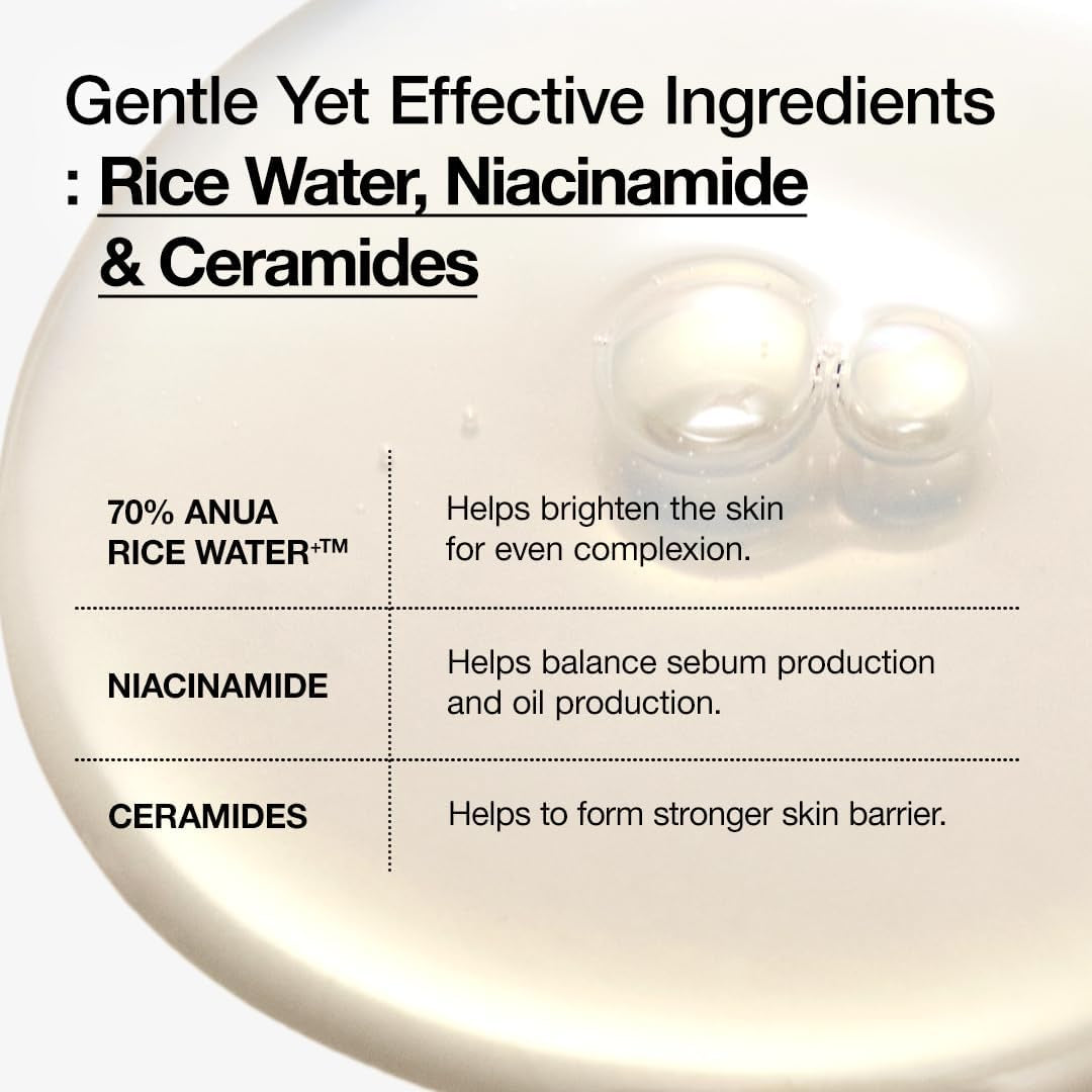 Rice 70 Glow Milky Toner, for Glass Skin, Rice Water, Niacinamide, Ceramides, Panthenol, Non Comedogenic, Fungal Acne Safe, Korean Skin Care, 250Ml/8.45Fl.Oz.