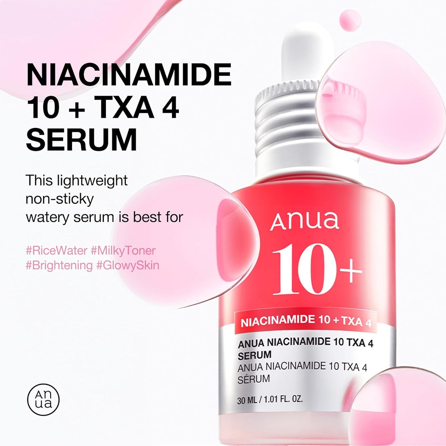 10% Niacinamide+ 4% Tranexamic Acid Serum, Ceramide, Hyaluronic Acid, Vitamin B12 Natural Color, Korean Glass Skin, Fragrance-Free, Korean Skincare, 30Ml /1.01 Fl.Oz.