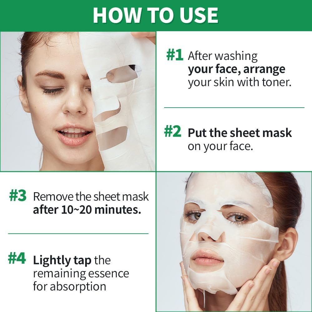 [Pack of 12] Daily Care Face Sheet Mask Pack 12 Types Korean Skincare Hydrating & Nourishing Face Masks Beauty