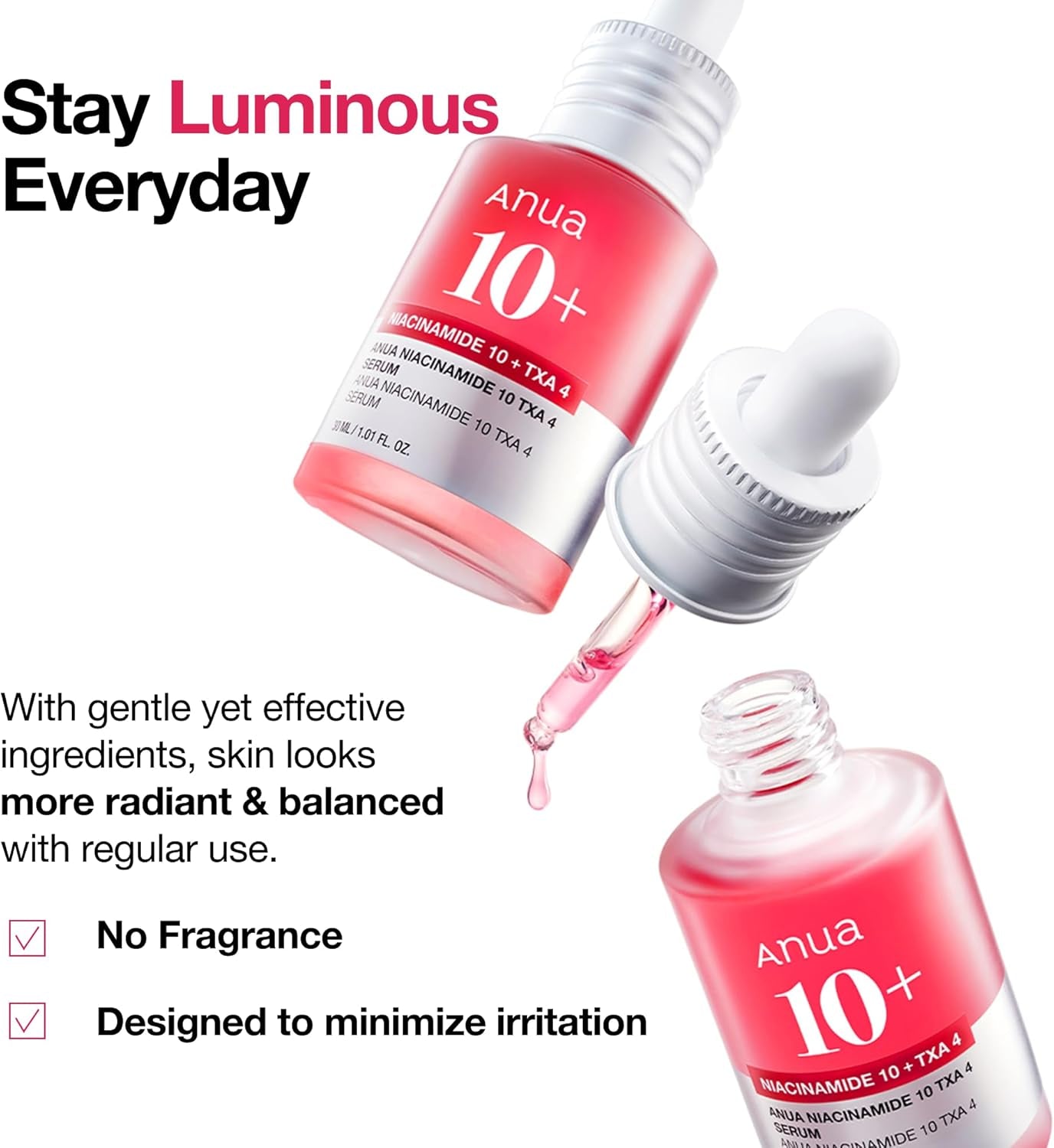 10% Niacinamide+ 4% Tranexamic Acid Serum, Ceramide, Hyaluronic Acid, Vitamin B12 Natural Color, Korean Glass Skin, Fragrance-Free, Korean Skincare, 30Ml /1.01 Fl.Oz.