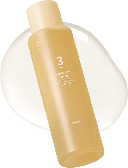 No.3 Toner | Super Glowing Essence Toner | Skin Radiance, Pore Tightening, Skin Texture, Hydration | Fermented Ingredients, Niacinamide, Galactomyces | 200 Ml